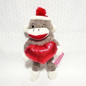 MTY Sock Monkey Plush Toy With A Heart.